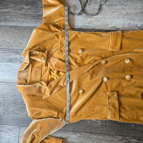 Blank NYC Mustard Yellow Women's Velvet Double-Breasted Jacket Sz M - Picture 5 of 7